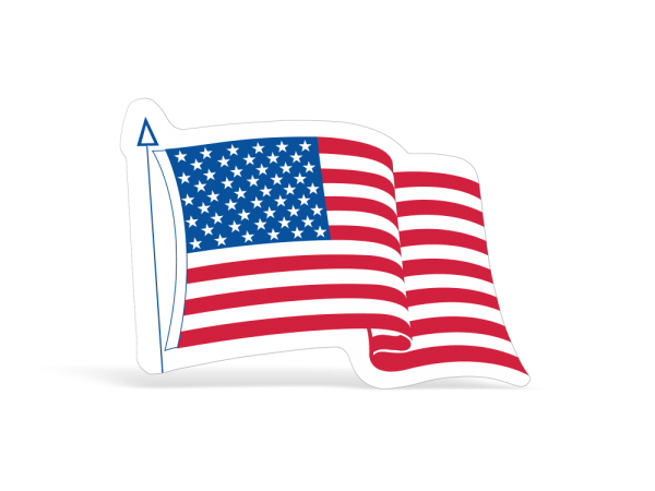 Die-Cut Waving American Flag Decals -   3-1/4in x 4in 