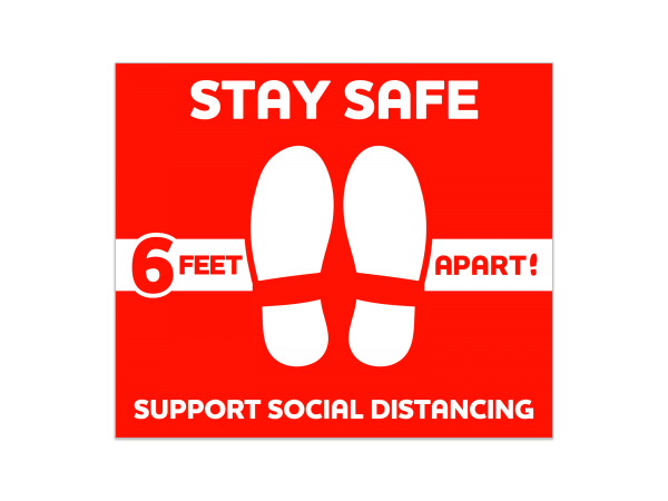 Social Distancing Rectangle Floor Decal 12 in. X 14 in. (Red) 