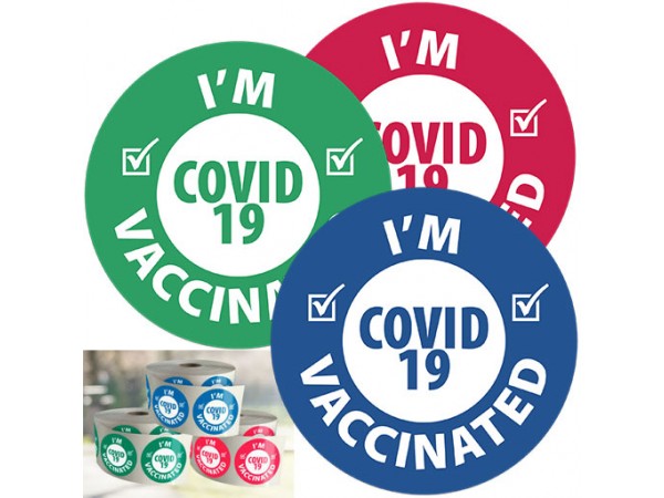I'm COVID-19 Vaccinated 1.5 in. Dia. (1000 stickers per roll) 